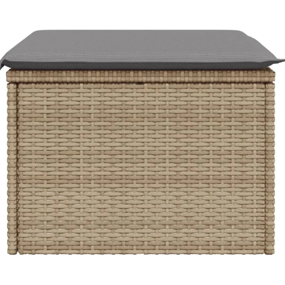 vidaXL Tuinkruk met kussen 55x55x37 cm poly rattan beige