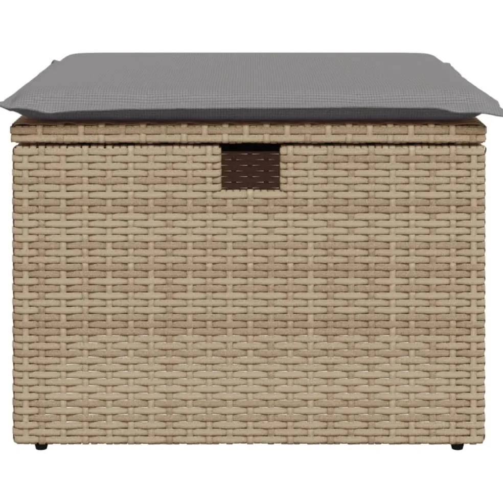 vidaXL Tuinkruk met kussen 55x55x37 cm poly rattan beige