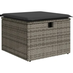 vidaXL Tuinkruk met kussen 55x55x37 cm poly rattan lichtgrijs