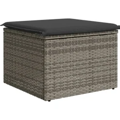 vidaXL Tuinkruk met kussen 55x55x37 cm poly rattan grijs