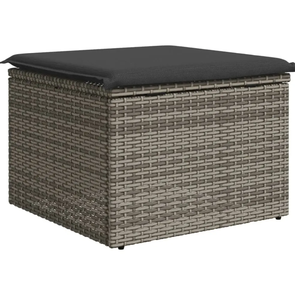 vidaXL Tuinkruk met kussen 55x55x37 cm poly rattan grijs
