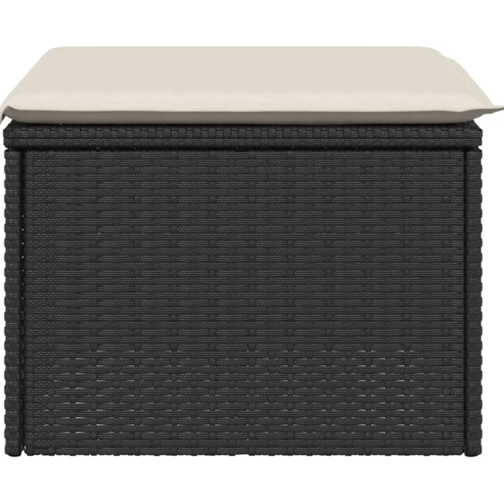 vidaXL Tuinkruk met kussen 55x55x37 cm poly rattan zwart