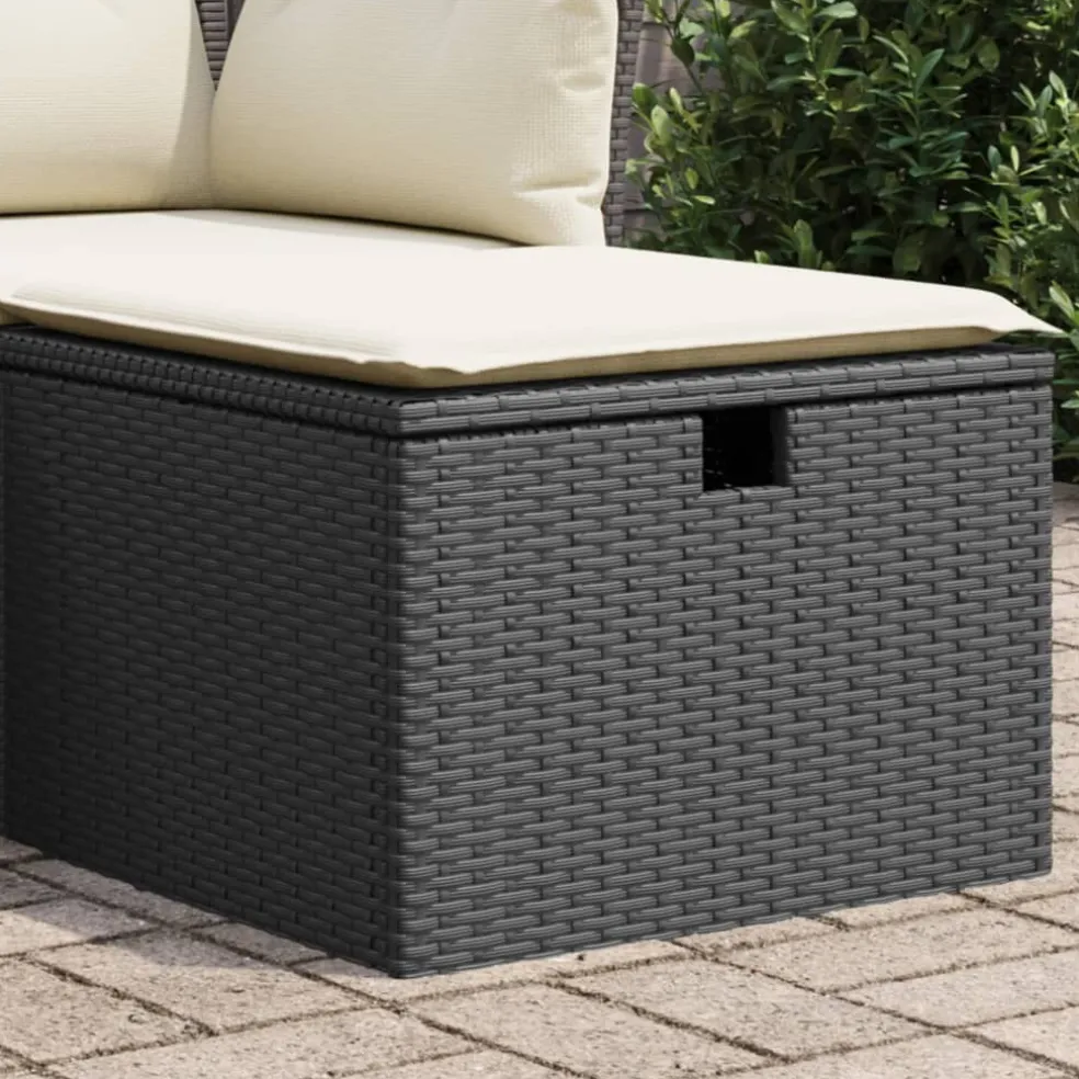 vidaXL Tuinkruk met kussen 55x55x37 cm poly rattan zwart
