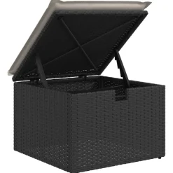 vidaXL Tuinkruk met kussen 55x55x37 cm poly rattan zwart