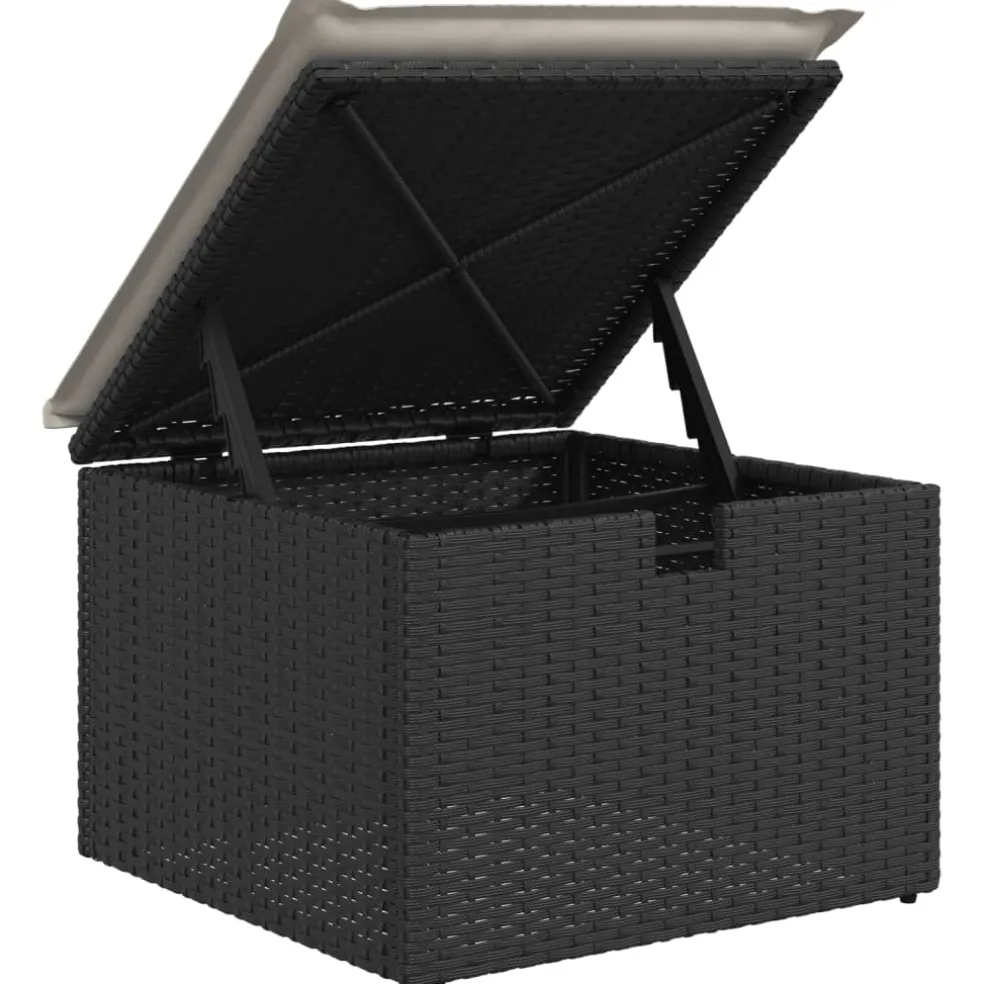 vidaXL Tuinkruk met kussen 55x55x37 cm poly rattan zwart