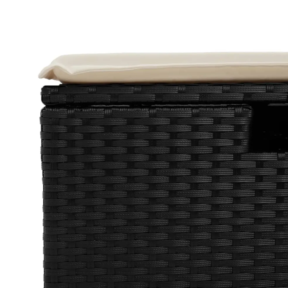 vidaXL Tuinkruk met kussen 55x55x37 cm poly rattan zwart