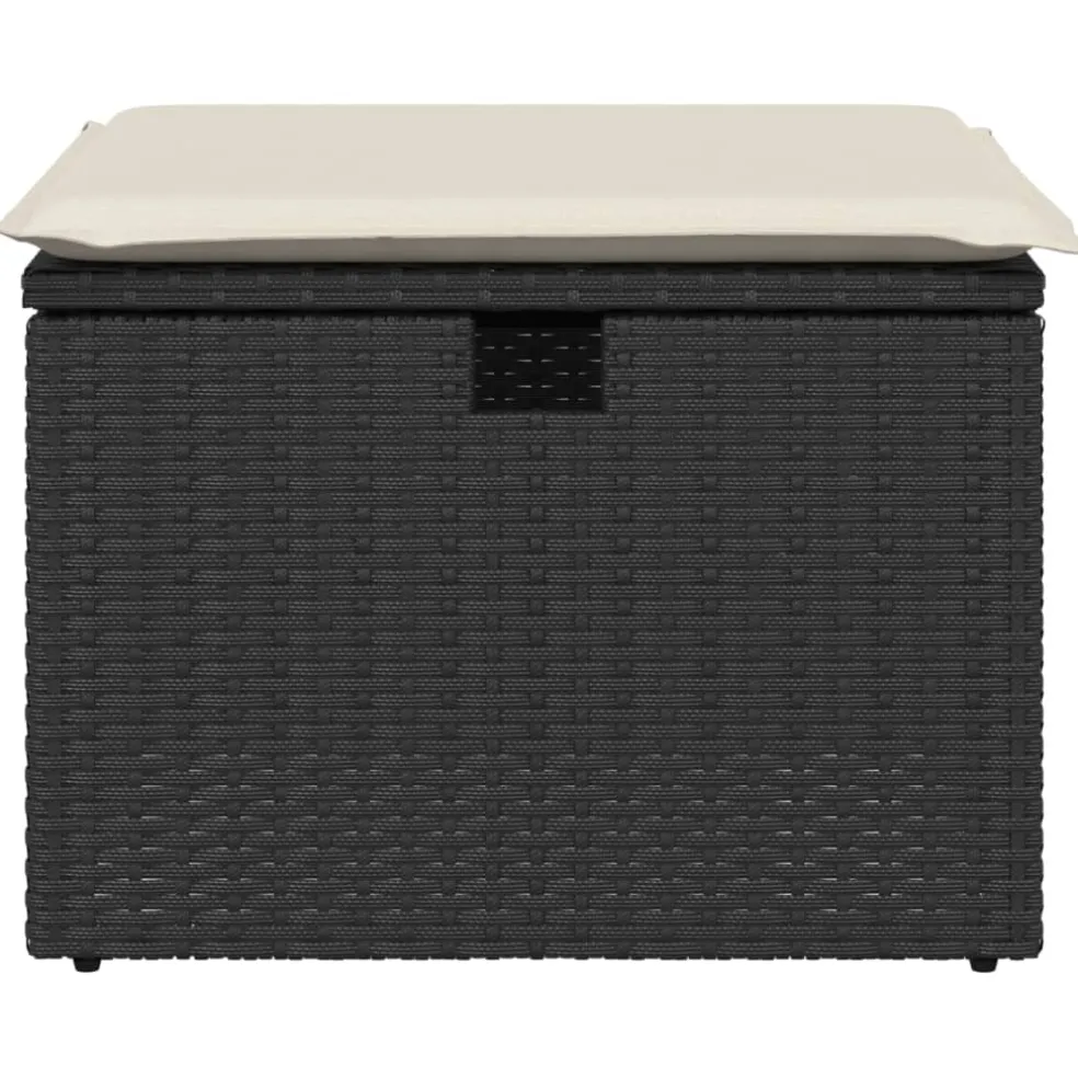 vidaXL Tuinkruk met kussen 55x55x37 cm poly rattan zwart