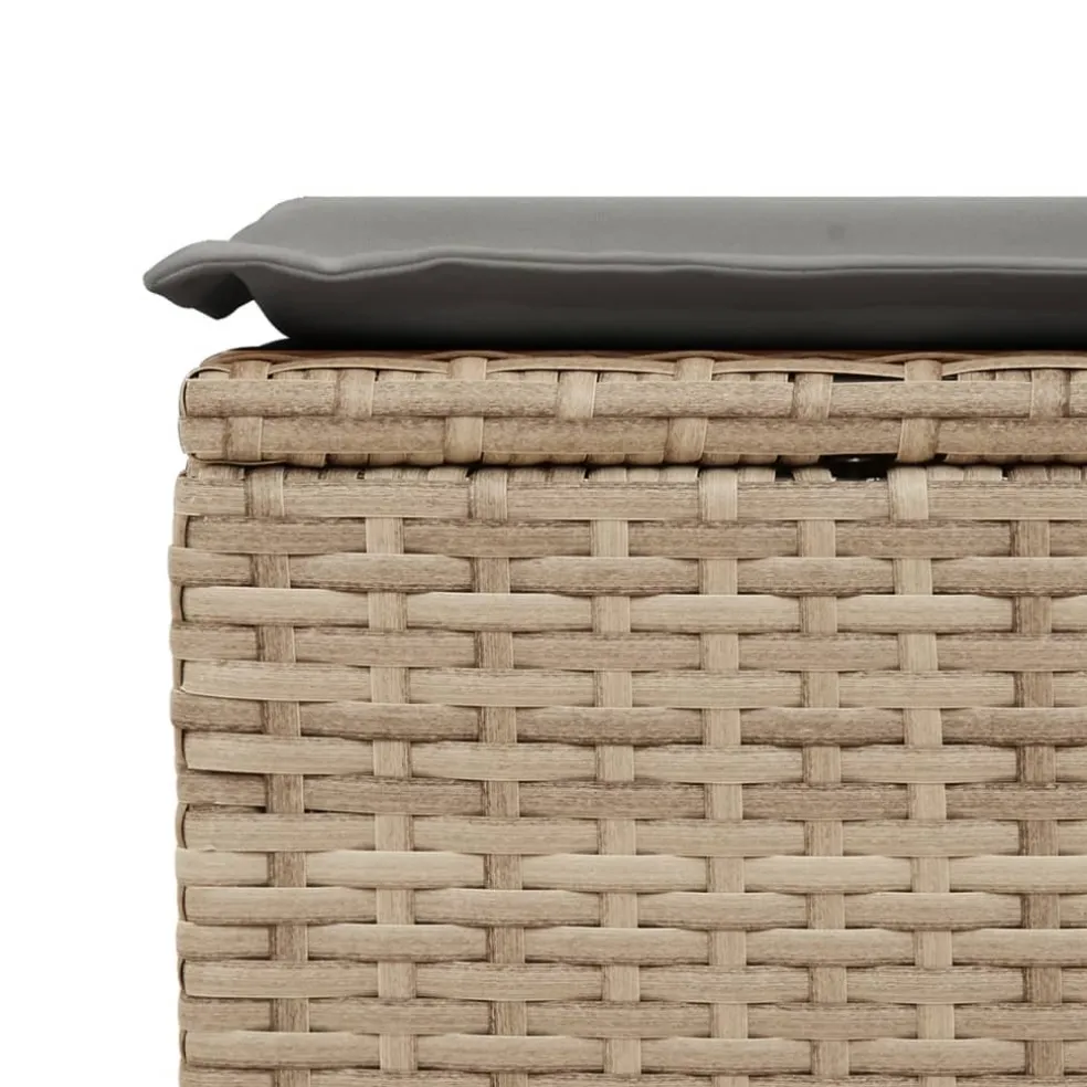 vidaXL Tuinkruk met kussen 55x55x37 cm poly rattan beige
