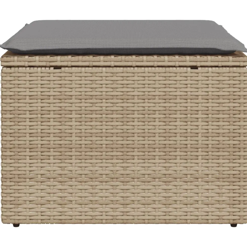 vidaXL Tuinkruk met kussen 55x55x37 cm poly rattan beige