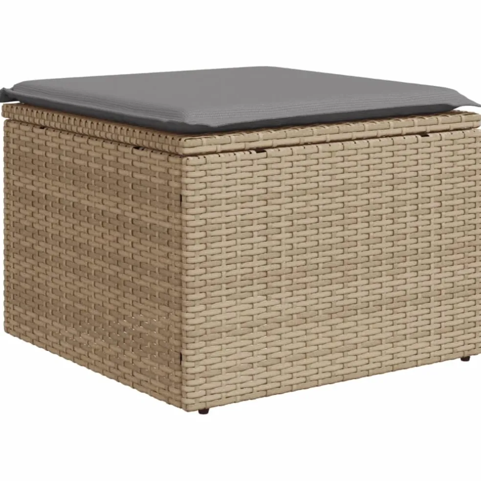 vidaXL Tuinkruk met kussen 55x55x37 cm poly rattan beige