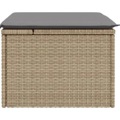 vidaXL Tuinkruk met kussen 55x55x37 cm poly rattan beige