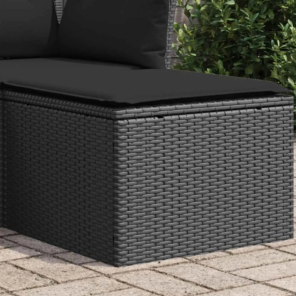 vidaXL Tuinkruk met kussen zwart 55x55x37 cm poly rattan