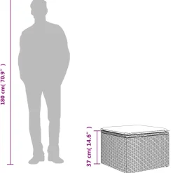 vidaXL Tuinkruk met kussen zwart 55x55x37 cm poly rattan