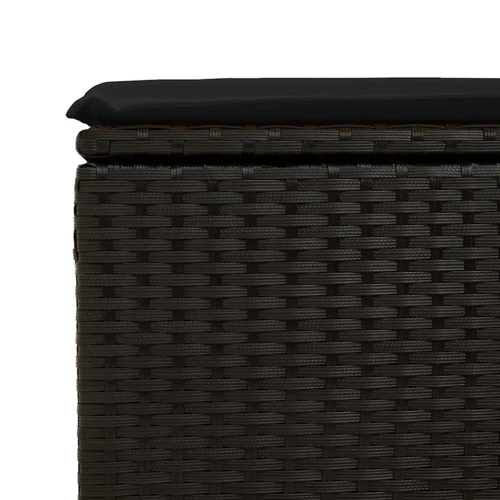 vidaXL Tuinkruk met kussen zwart 55x55x37 cm poly rattan