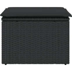 vidaXL Tuinkruk met kussen zwart 55x55x37 cm poly rattan
