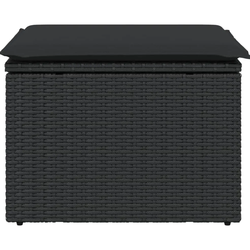 vidaXL Tuinkruk met kussen zwart 55x55x37 cm poly rattan