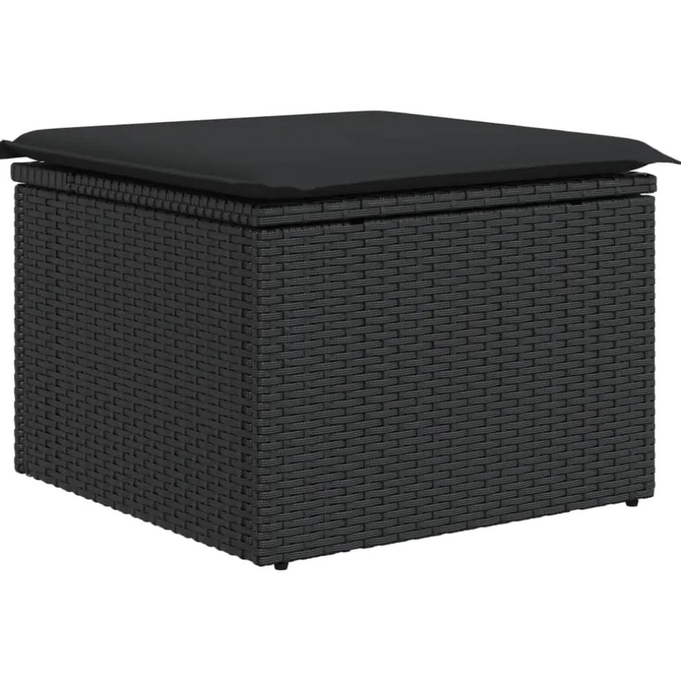 vidaXL Tuinkruk met kussen zwart 55x55x37 cm poly rattan