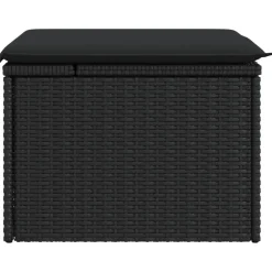 vidaXL Tuinkruk met kussen zwart 55x55x37 cm poly rattan