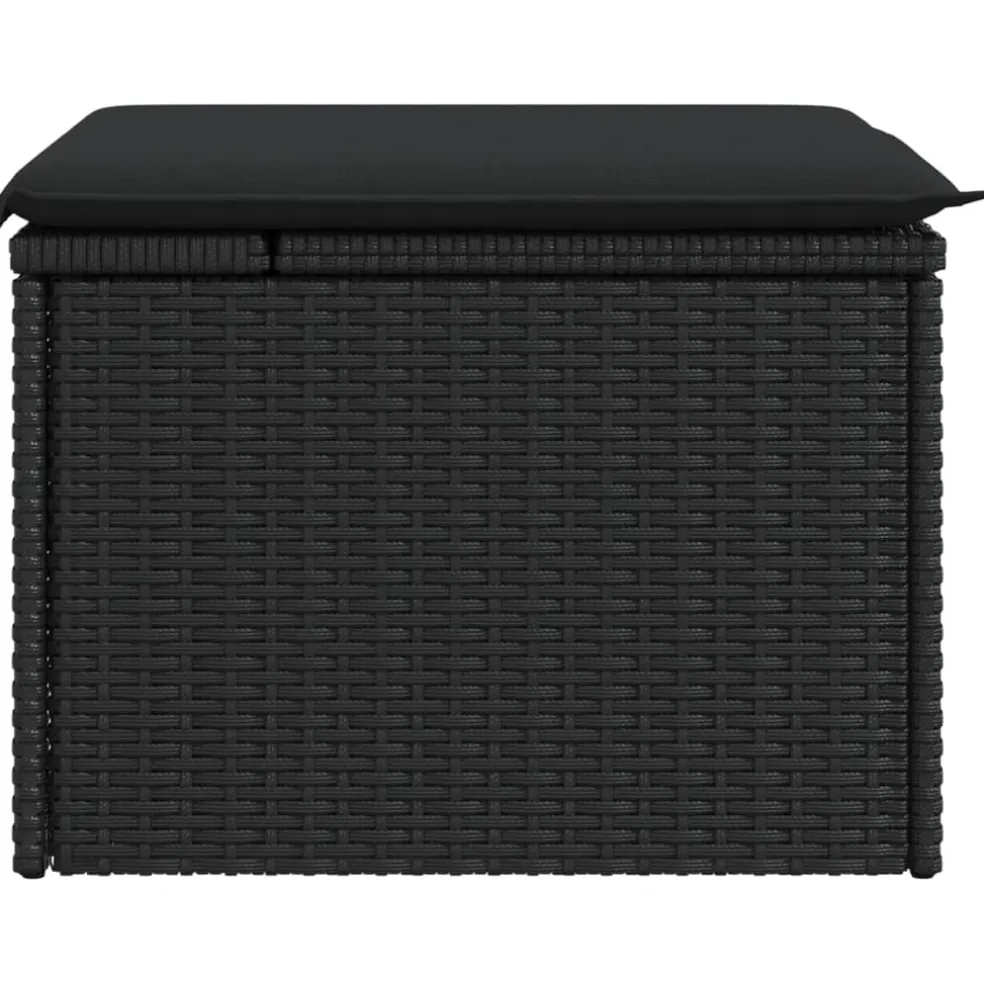 vidaXL Tuinkruk met kussen zwart 55x55x37 cm poly rattan