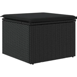 vidaXL Tuinkruk met kussen zwart 55x55x37 cm poly rattan