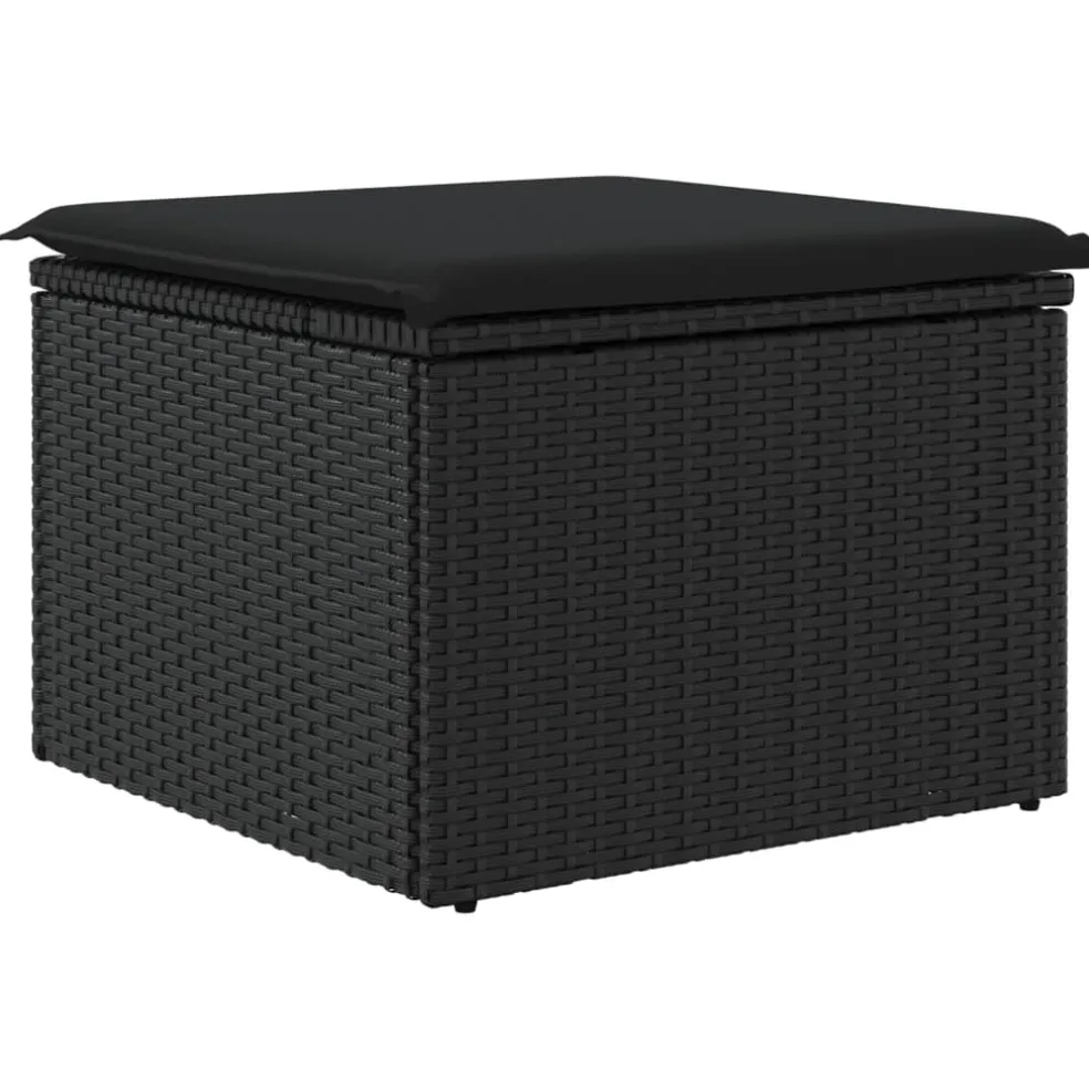 vidaXL Tuinkruk met kussen zwart 55x55x37 cm poly rattan