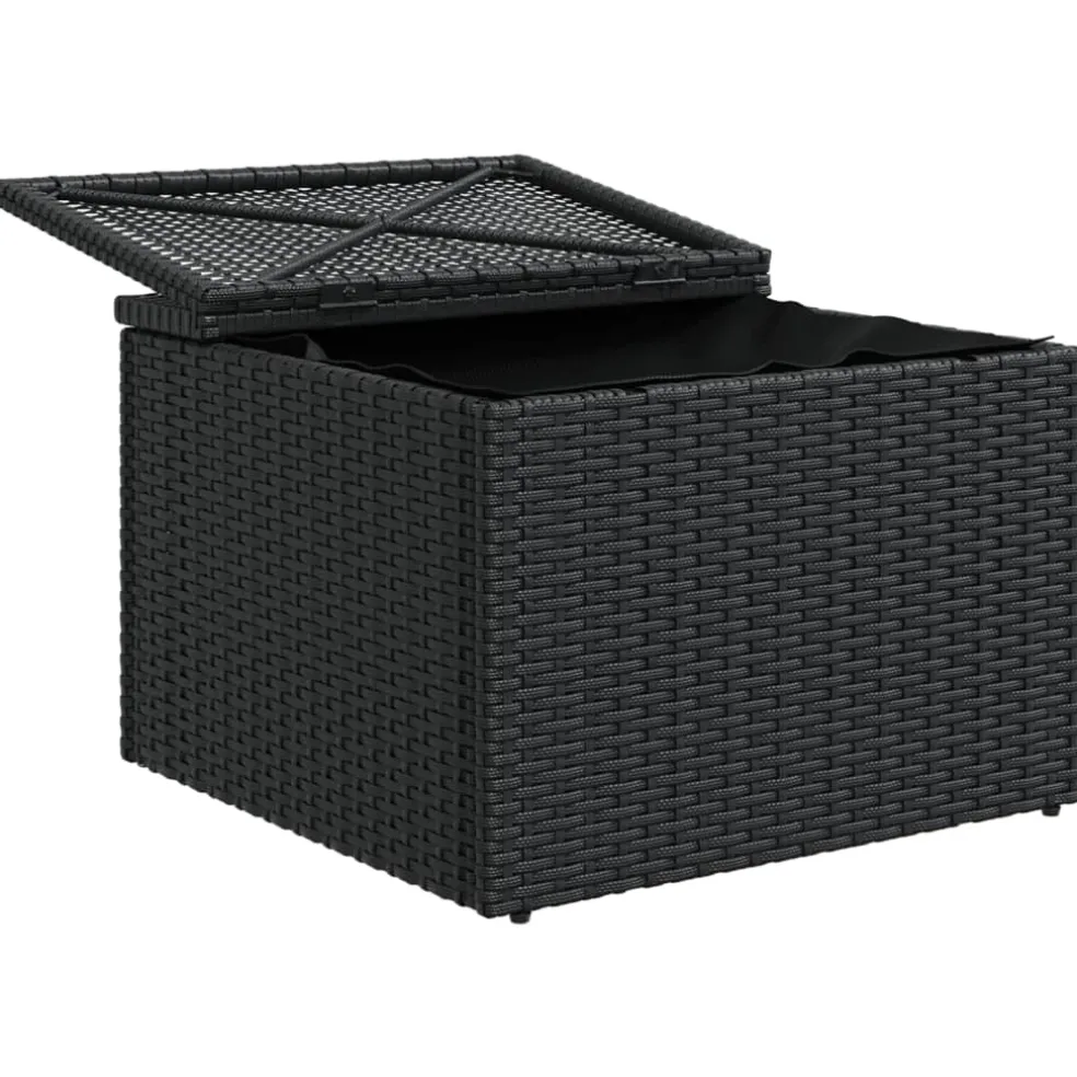 vidaXL Tuinkruk met kussen zwart 55x55x37 cm poly rattan