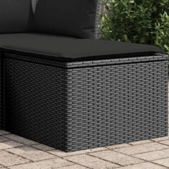 vidaXL Tuinkruk met kussen zwart 55x55x37 cm poly rattan