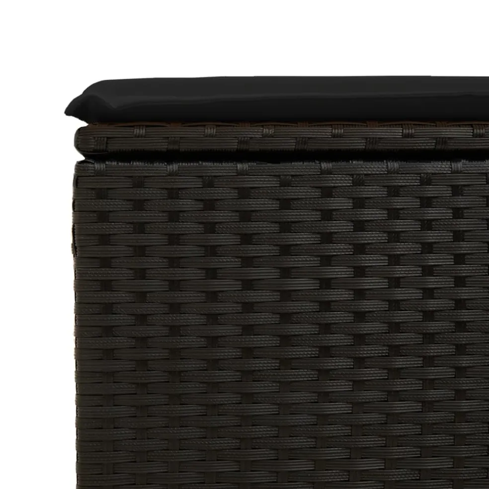 vidaXL Tuinkruk met kussen zwart 55x55x37 cm poly rattan