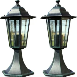vidaXL Tuinlampen 2 st aluminium donkergroen/zwart