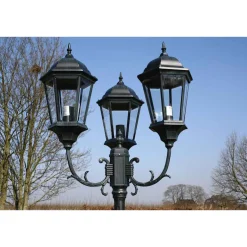 vidaXL Tuinlantaarn Brighton 3-arms 230 cm donkergroen/zwart