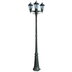 vidaXL Tuinlantaarn met 3 armen 215 cm aluminium donkergroen/zwart
