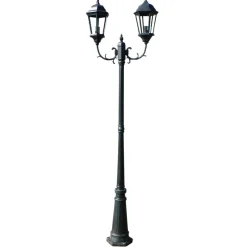 vidaXL Tuinlantaarn met 2 armen 230 cm aluminium donkergroen/zwart