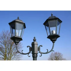 vidaXL Tuinlantaarn met 2 armen 230 cm aluminium donkergroen/zwart