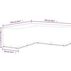 vidaXL Tuinmeubelhoes L-vormig 12 oogjes 250x250x90 cm
