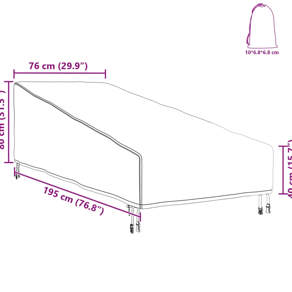 vidaXL Tuinmeubelhoes 195 x 76 x 82 cm 420D Oxford stof Rechthoekig