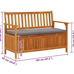 vidaXL Tuinopbergbank 120 cm massief acaciahout