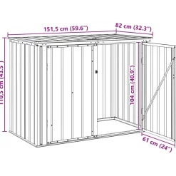 vidaXL Tuinopslagdoos Bruin 151,5 x 82 x 110,5 cm Staal