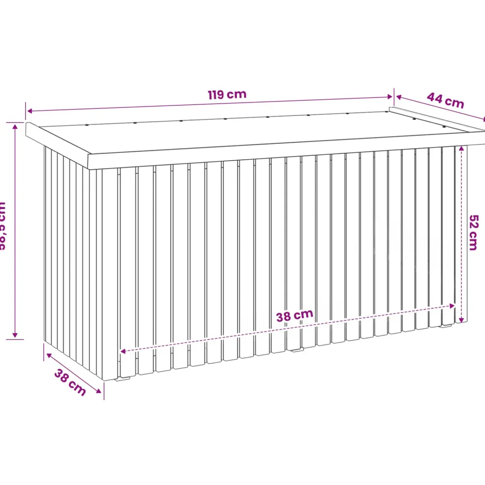 vidaXL Tuinopslagdoos Geïmpregneerd grenenhout 119 x 44 x 58,5 cm