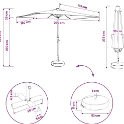 vidaXL Tuinparasol met LED-lampen en voet 200 x 300 cm Polyester