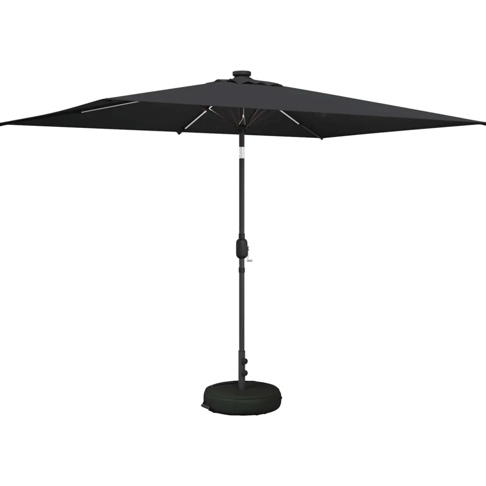 vidaXL Tuinparasol met LED-lampen en voet 200 x 300 cm Polyester
