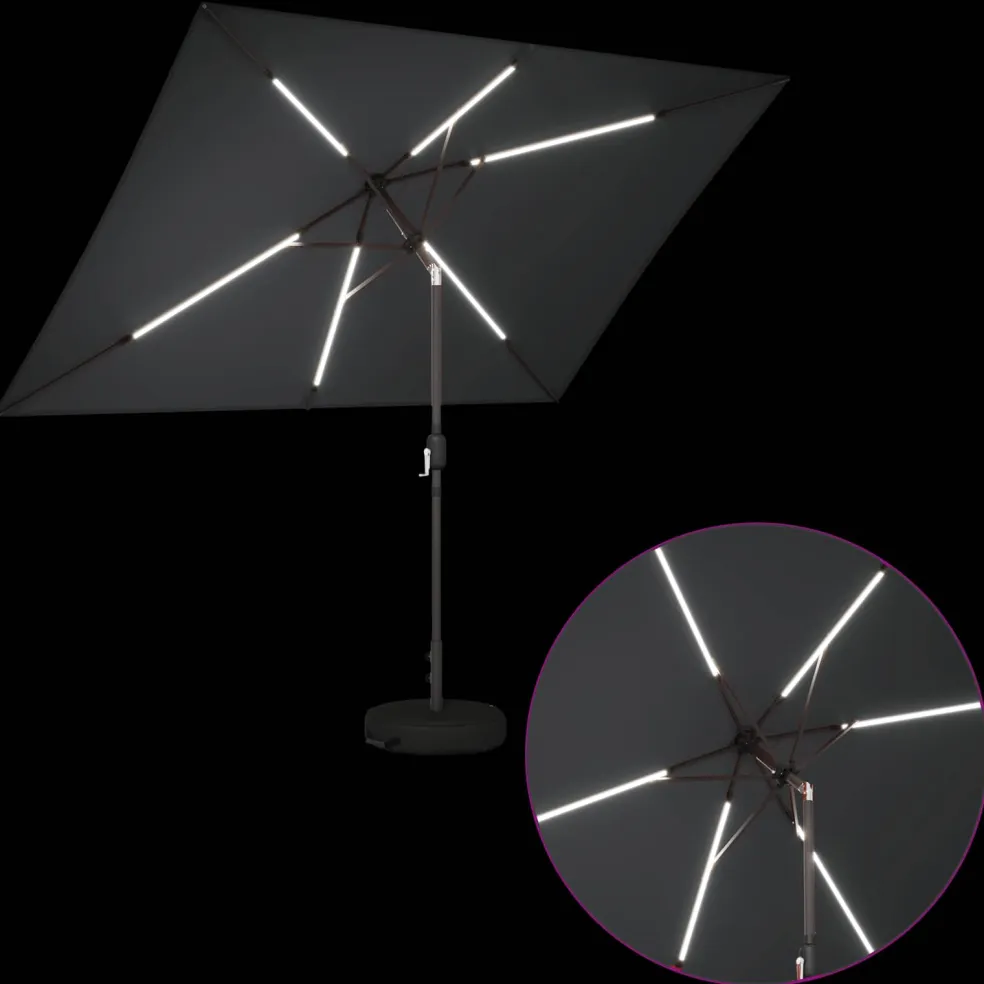 vidaXL Tuinparasol met LED-lampen en voet 200 x 300 cm Polyester
