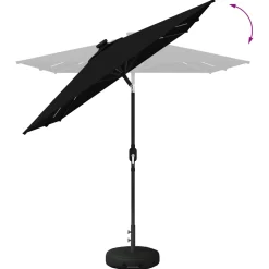 vidaXL Tuinparasol met LED-lampen en voet 200 x 300 cm Polyester Zwart