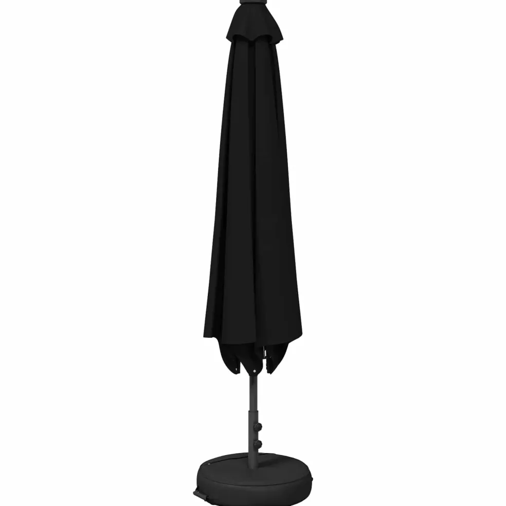 vidaXL Tuinparasol met LED-lampen en voet 200 x 300 cm Polyester Zwart