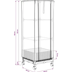 vidaXL Tuinplantenbak met Kasbedekking en Wielen Lichtgrijs PP