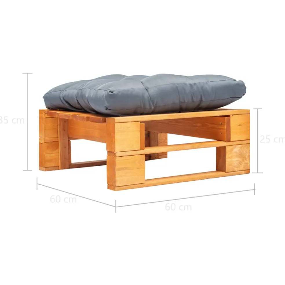 vidaXL Tuinpoef met grijs kussen pallet hout honingbruin