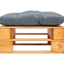 vidaXL Tuinpoef met grijs kussen pallet hout honingbruin