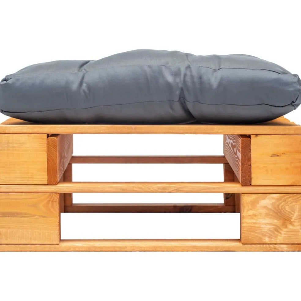 vidaXL Tuinpoef met grijs kussen pallet hout honingbruin