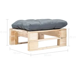 vidaXL Tuinpoef met grijs kussen pallet hout naturel