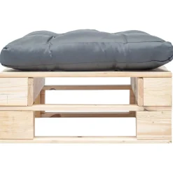 vidaXL Tuinpoef met grijs kussen pallet hout naturel