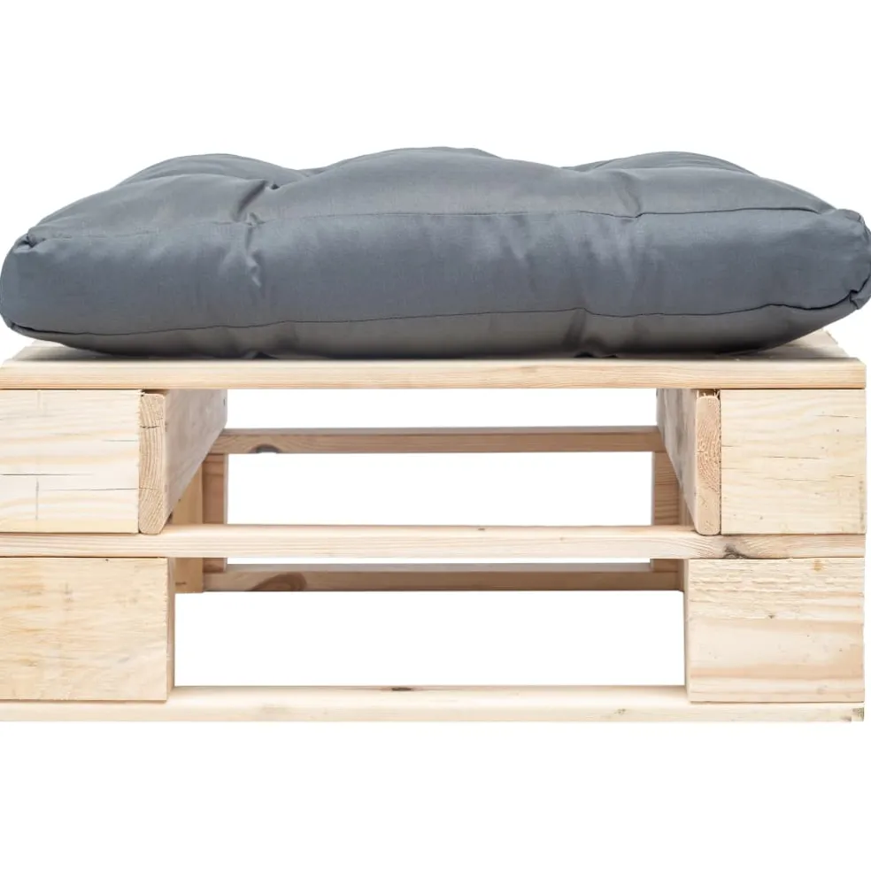 vidaXL Tuinpoef met grijs kussen pallet hout naturel